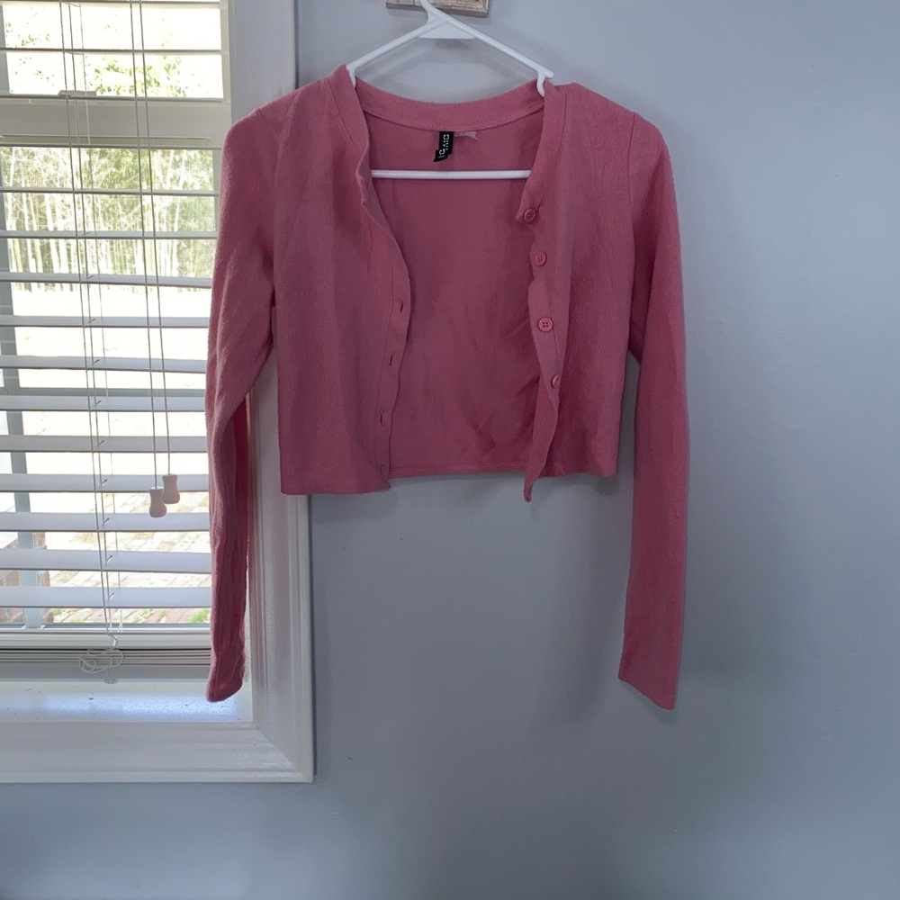 Pink Button Up Crop Top